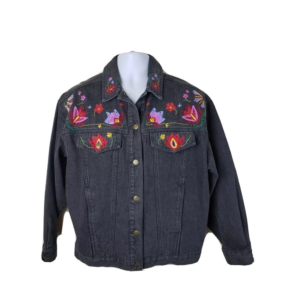 Carole Little Sport Blue Denim Jacket Turkish Delight Embroider/Beads Size 6